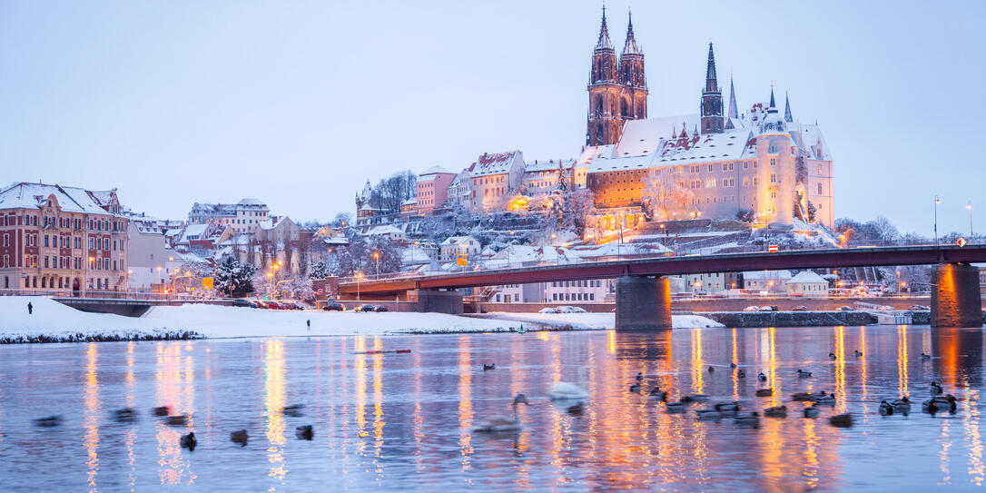 Meißen an der Elbe im Winter