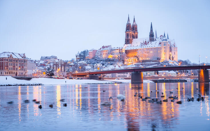 Meißen an der Elbe im Winter