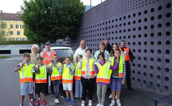 Verkehrsaktion Schulanfang der Landespolizei in Mauren und Triesen