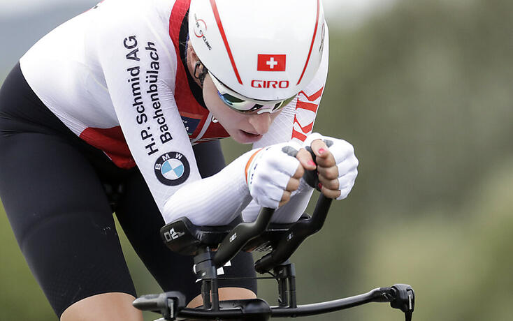 Marlen Reusser auf dem Weg zu ihrer WM-Silbermedaille