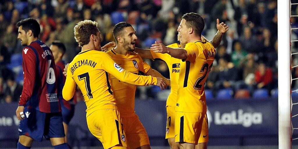 Vier der fünf Tore für Atlético Madrid erzielten die beiden Franzosen Antoine Griezmann und Kevin Gameiro