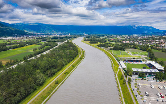 Hochwasser Rhein in Vaduz