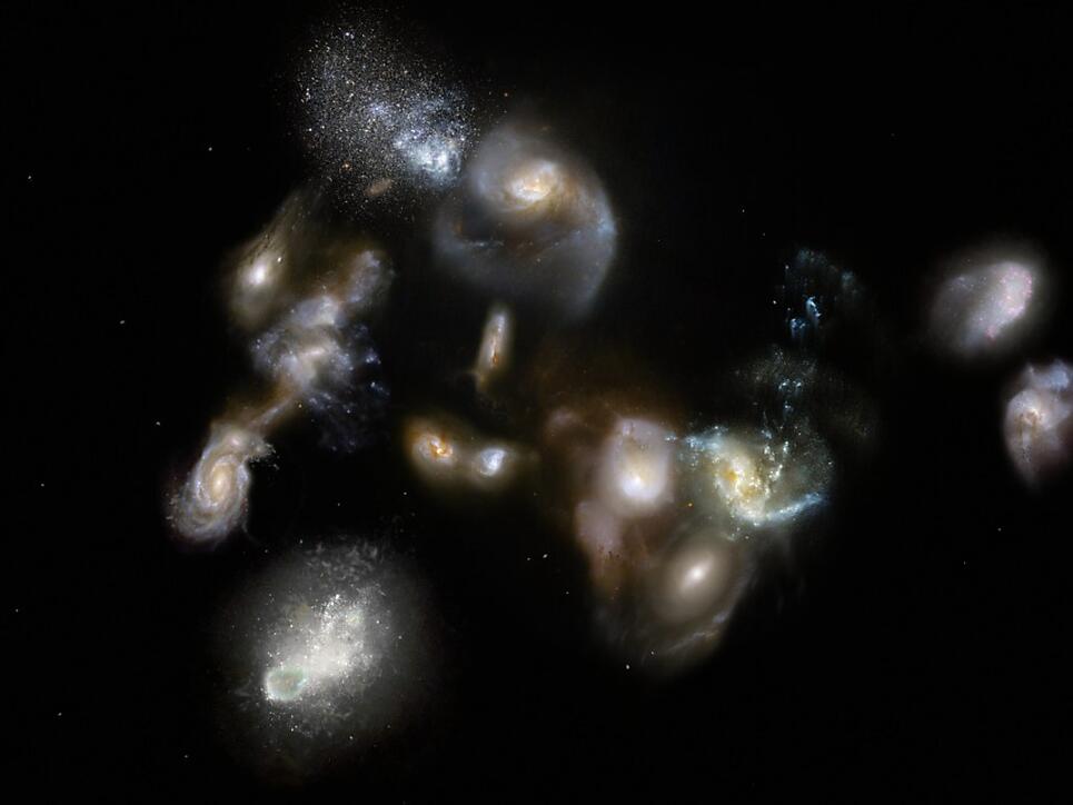 Eso publizierte anlässlich des Entdeckung dieses künstlerische Nachahmung des Galaxiehaufens.