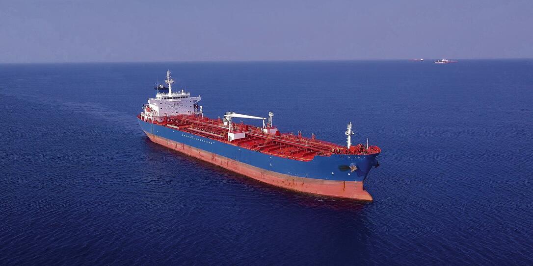 Bulk Carrier Ship at sea. Aerial view.