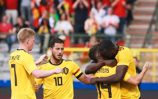 Das belgische Starensemble 2018: (v. l.) Kevin De Bruyne, Eden Hazard, Dries Mertens und Romelu Lukaku.