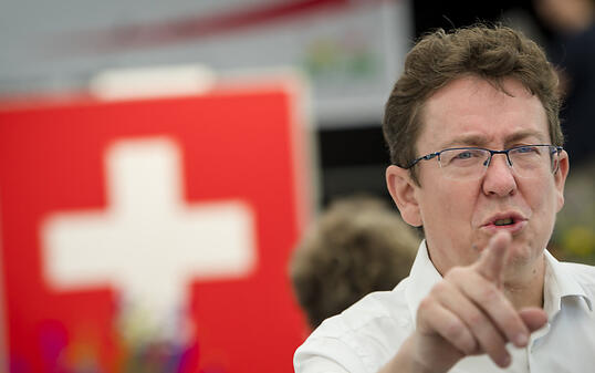 SVP-Parteichef Albert R&ouml;sti an der Delegiertenversammlung im waadtl&auml;ndischen Orbe.