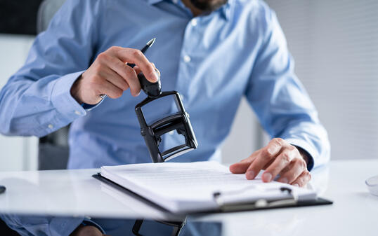 Trademark Protection Rubber Stamp On Paper