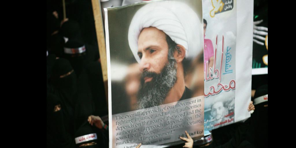 Demonstranten mit einem Bild des im Oktober zum Tode verurteilten schiitischen Geistlichen Sheik Nimr-al-Nimr.
(Archiv 2012)
