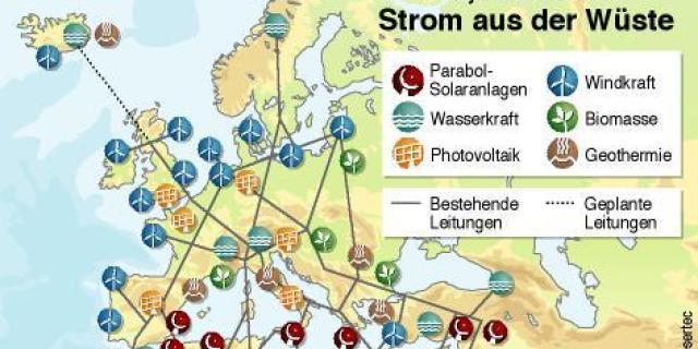 Karte mit den damals geplanten Leitungsverbindungen (Archivbild)