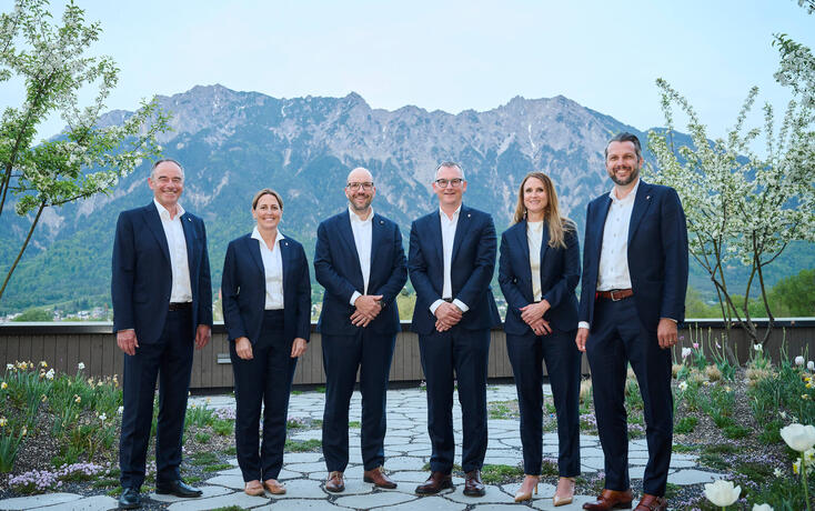 Der Vorstand von links: Rudolf Marxer, Michelle Kranz, Klaus Schmidle, Hugo Quaderer (Pr&auml;sident), Nadine Rebmann und Thomas Risch. Auf dem Bild fehlt Andreas Meier.