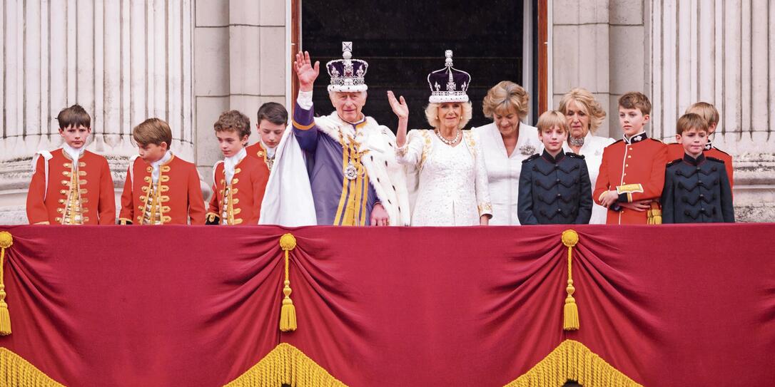 King Charles III coronation London, UK. 6 May 2023. King Charles III and Queen Camilla with the King s Pages of Honour i King Charles III coronation London, UK. 6 May 2023. King Charles III and Queen Camilla with the King s Pages of Honour i