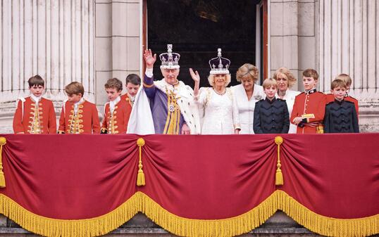 King Charles III coronation London, UK. 6 May 2023. King Charles III and Queen Camilla with the King s Pages of Honour i