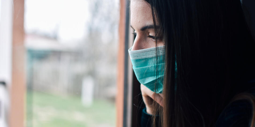 woman in isolation at home