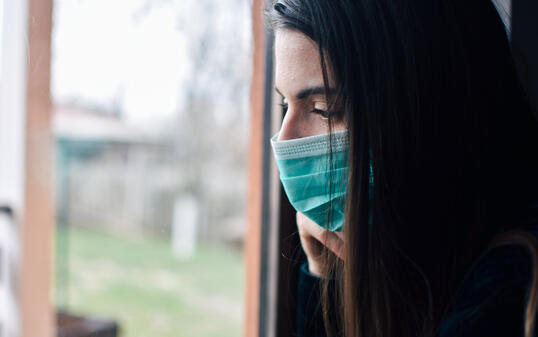 woman in isolation at home