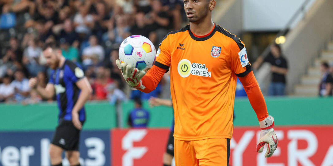 Justin Ospelt (FSV Frankfurt, 1), GER, FSV Frankfurt - FC Hansa Rostock, Fussball, DFB-Pokal 1. Runde, Saison 2023/2024,