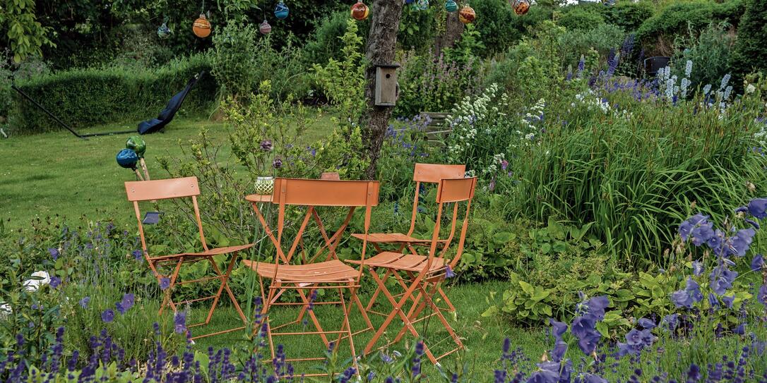 Orange chairs in Garden