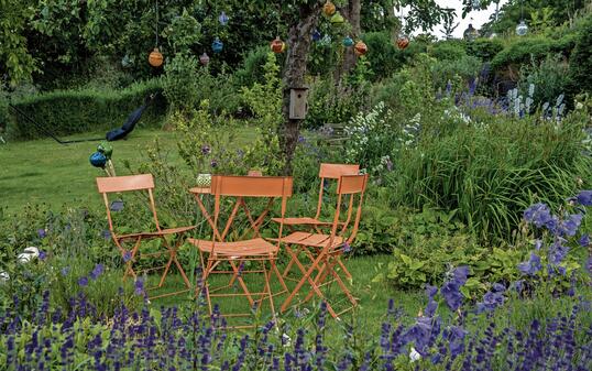 Orange chairs in Garden