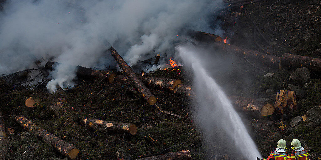 Wer unvorsichtig feuert, kann so etwas verursachen: Waldbrand bei Faido TI im April 2017. (Archiv)