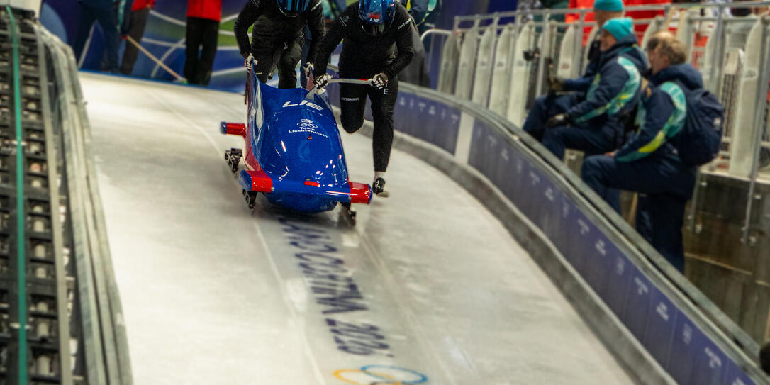 Training im Zweierbob. Martin Kranz (vorne) zusammen mit Lorenz Lenherr.