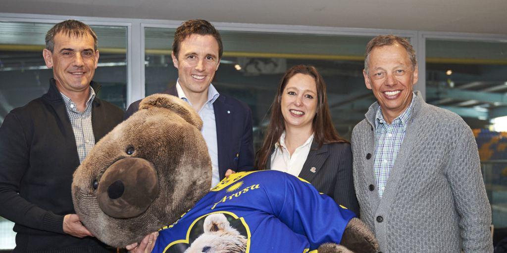 Sie bearbeiten das Projekt Bärenland Arosa: Philipp Holenstein, CEO Arosa Bergbahnen,
Pascal Jenny,Tourismusdirektor Arosa,
Julie Stillhart, Country Director ("Vier Pfoten"),
Hans Schmid, Leiter Tierpflege Zoo Zürich und Projektleiter Bärenland (v.l.n.r.)
