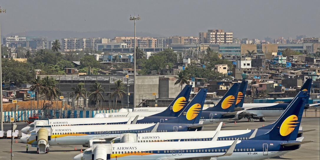 Jet Airways aircraft at Chhatrapati Shivaji Maharaj International Airport in Mumbai