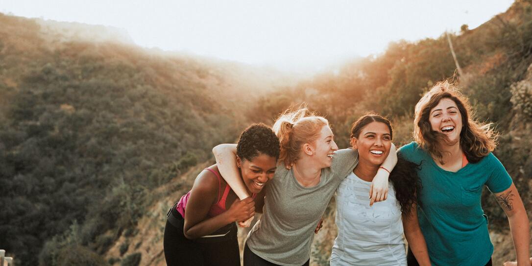 Friends hiking through the hills of Los Angeles