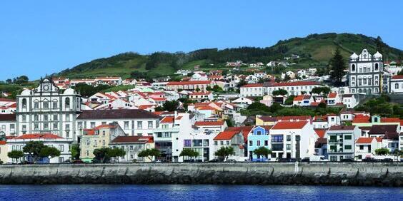 Panorama von Horta auf Faial Azoren Portugal