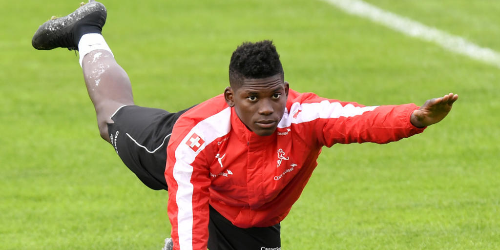 Breel Embolo am Montag in Freienbach beim Training mit der Schweizer Nationalmannschaft
