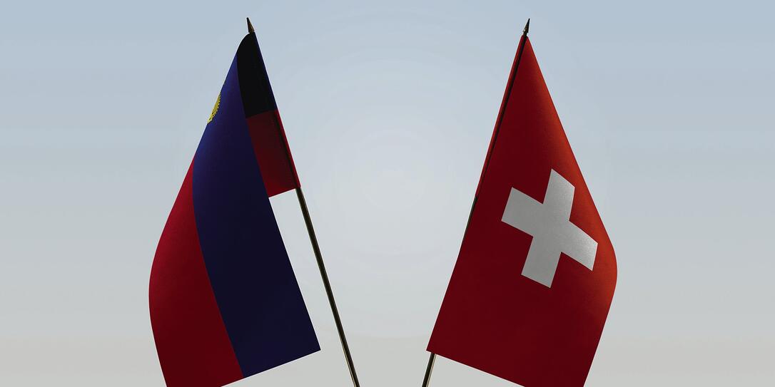 Flags of Liechtenstein and Switzerland
