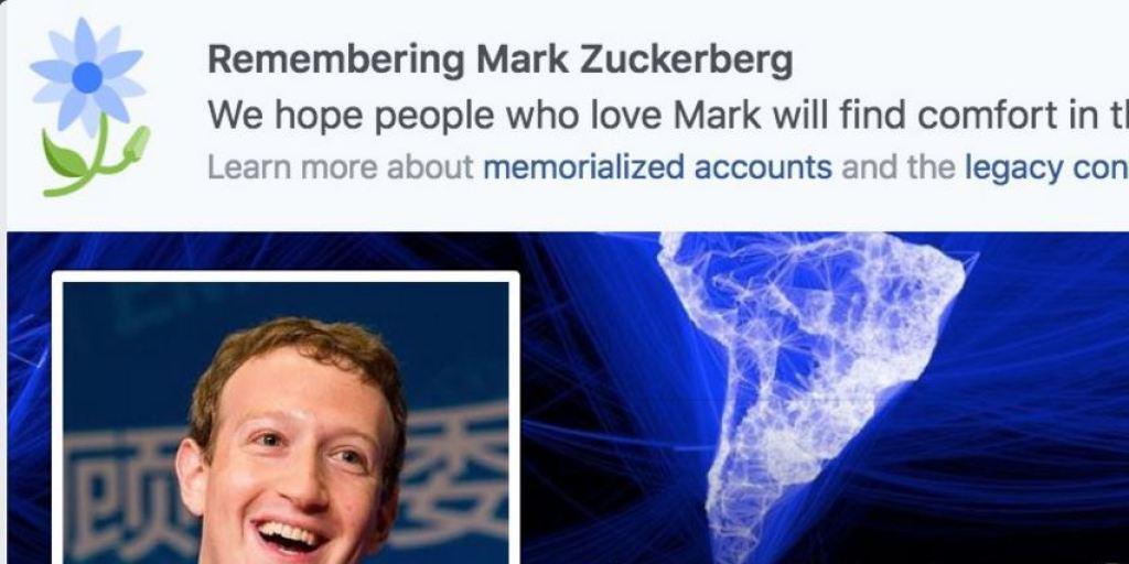 Sogar den CEO hat es erwischt: Mark Zuckerberg von Facebook-Panne betroffen, die bei mehreren Nutzern eine Todesnachricht anzeigte. (Screenshot)