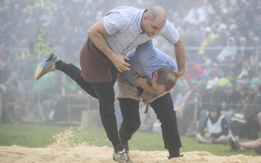 Martin Hersche  im ersten Gang auf der Schw&auml;galp.