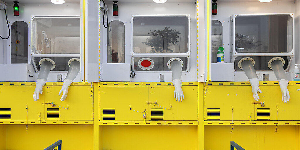 Handschuhe hängen aus Öffnungen einer mobilen Corona-Teststation in Ost-Jerusalem. Die Zahl der täglichen Neuinfektionen mit dem Coronavirus in Israel ist so hoch wie nie zuvor seit Beginn der Pandemie. Foto: Oded Balilty/AP/dpa Handschuhe hängen aus Öffnungen einer mobilen Corona-Teststation in Ost-Jerusalem. Die Zahl der täglichen Neuinfektionen mit dem Coronavirus in Israel ist so hoch wie nie zuvor seit Beginn der Pandemie. Foto: Oded Balilty/AP/dpa