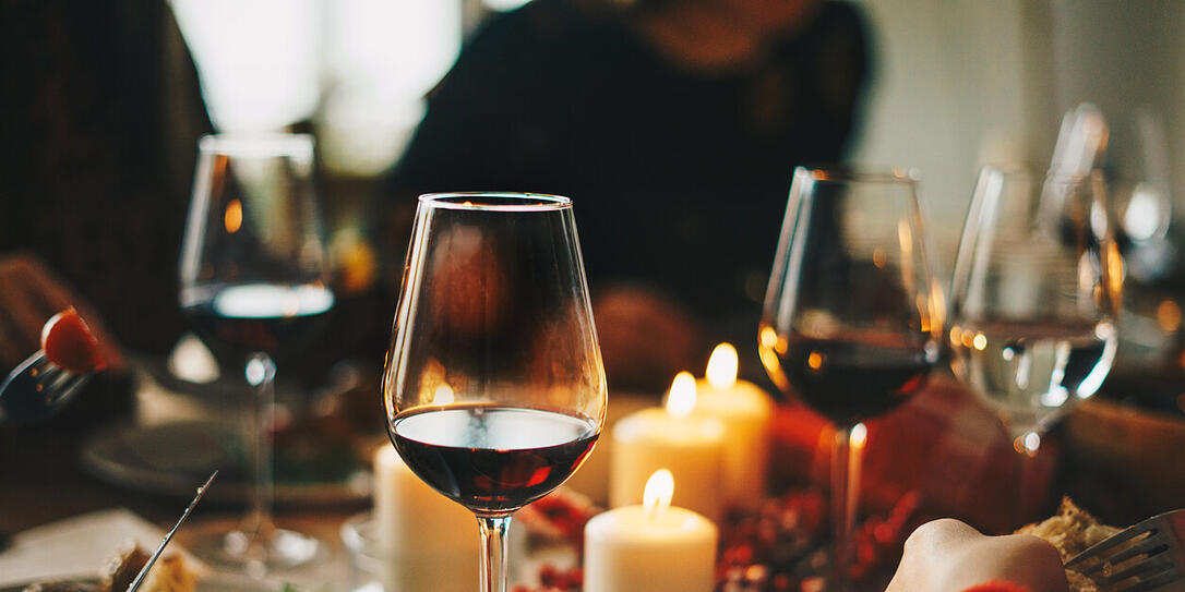 Friends enjoying a Christmas dinner together