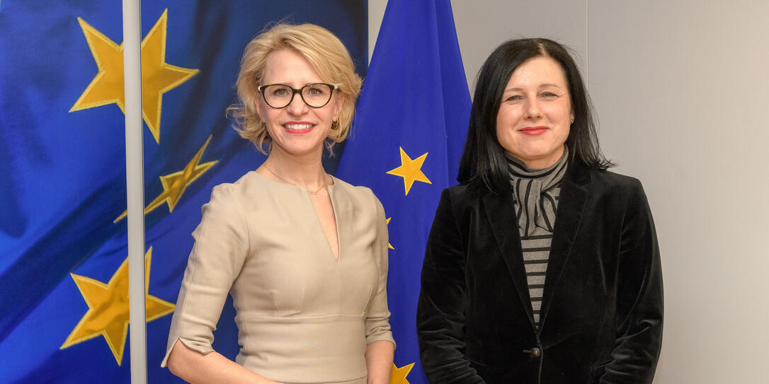 Aurelia Frick, Minister for Foreign Affairs, Education and Culture of Liechtenstein, was received by Vera Jourová, Member of the EC in charge of Justice, Consumers and Gender Equality