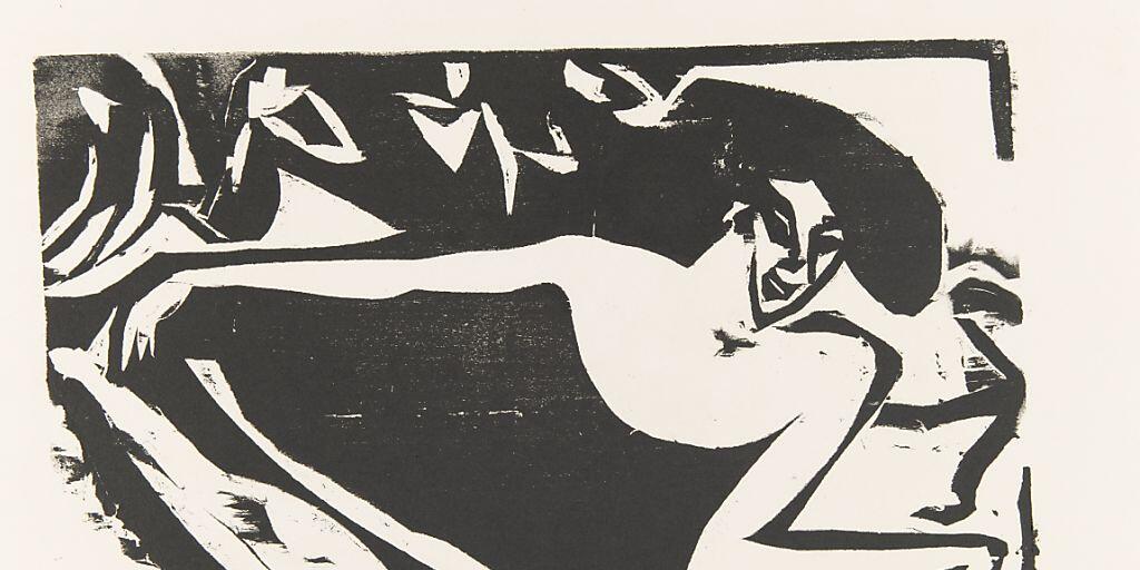 Eine Grafik von Ernst Ludwig Kirchner, die eine Tänzerin zeigt.