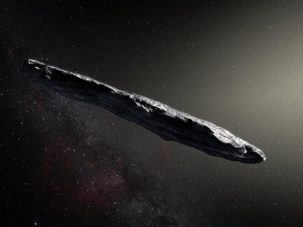 Künstlerische Darstellung des interstellaren Asteroiden "Oumuamua".
