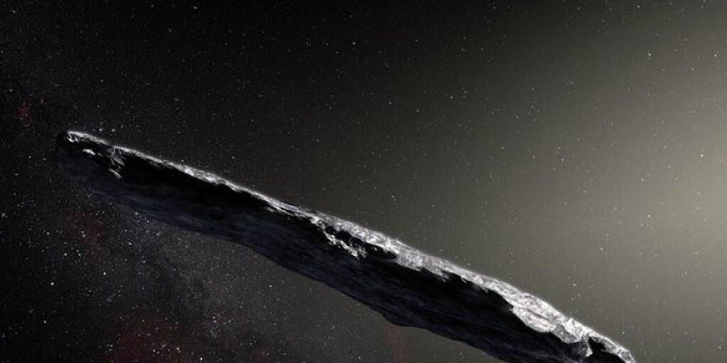 Künstlerische Darstellung des interstellaren Asteroiden "Oumuamua".