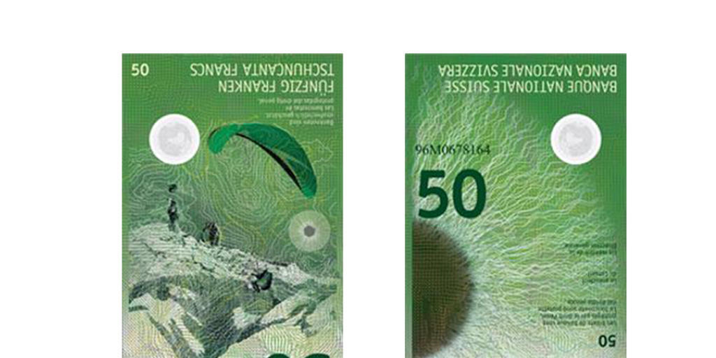 Der Entwurf für die neue 50-Franken-Note der Schweizerischen Nationalbank, die im April 2016 in Umlauf gesetzt werden soll.
