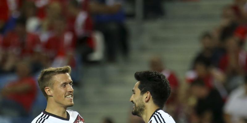 Torschützen für Deutschland im Auswärtsspiel bei Gibraltar: Max Kruse (li.) und Ilkay Gündogan Torschützen für Deutschland im Auswärtsspiel bei Gibraltar: Max Kruse (li.) und Ilkay Gündogan