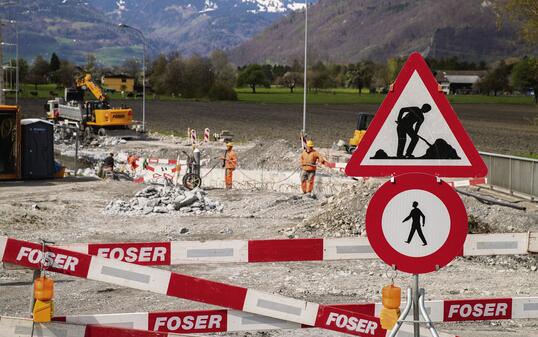 Baustelle Kanalbrücke in Balzers