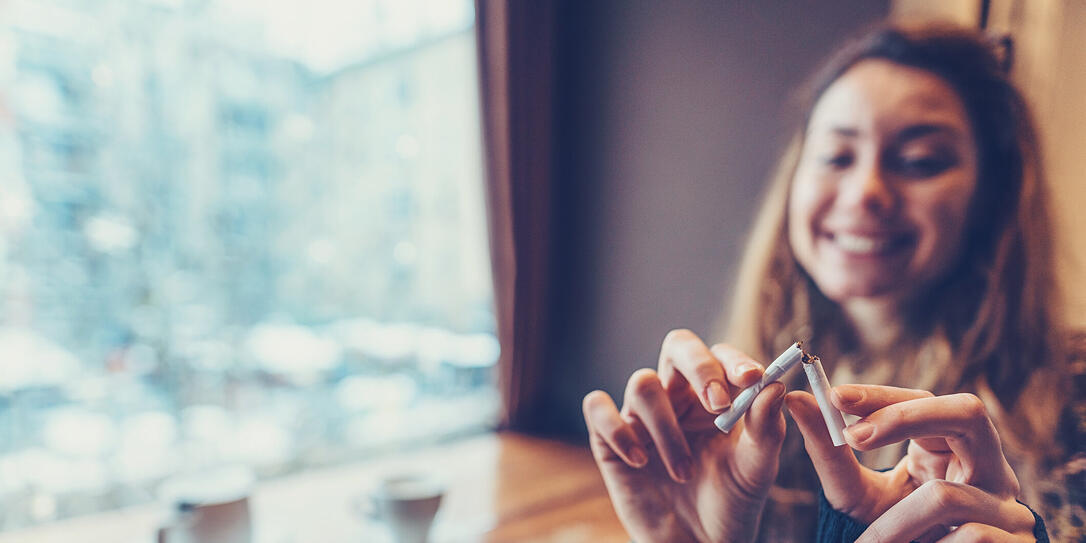 Woman quitting smoking