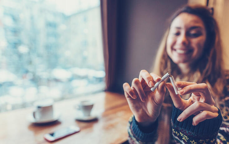 Woman quitting smoking