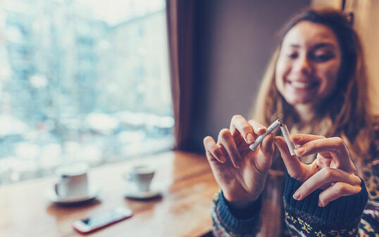 Woman quitting smoking