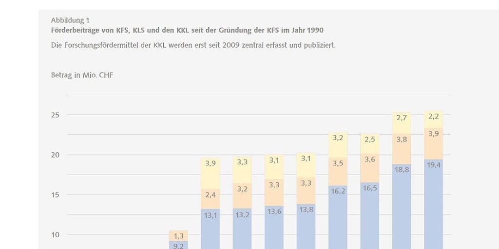 30,1 Millionen Franken haben die Krebsforschung Schweiz (KFS), die Krebsliga Schweiz (KLS) und die kantonalen und regionalen Ligen letztes Jahr in die Forschungsförderung gesteckt - ein vorläufiger Rekord. (Grafik aus der Broschüre "Krebsforschung in der Schweiz") 30,1 Millionen Franken haben die Krebsforschung Schweiz (KFS), die Krebsliga Schweiz (KLS) und die kantonalen und regionalen Ligen letztes Jahr in die Forschungsförderung gesteckt - ein vorläufiger Rekord. (Grafik aus der Broschüre "Krebsforschung in der Schweiz")