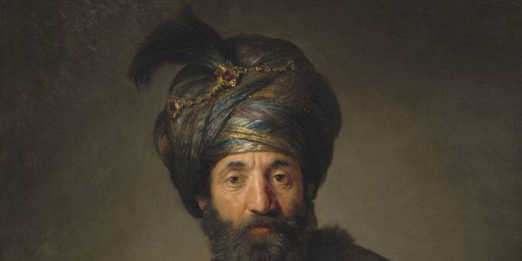 Rembrandt und Werkstatt: "Mann in orientalischem Kostüm" (um 1635).