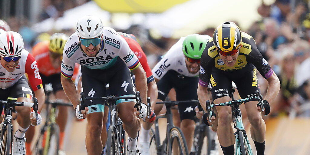 Mike Teunissen (rechts) im Foto-Finish mit Peter Sagan (Mitte)