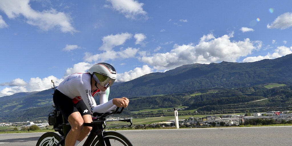 Stefan Bissegger, im Bild während des Zeitfahrens an der U23-WM im letzten Herbst in Innsbruck, gewann die 1. Etappe der Tour de l'Ain in Frankreich