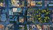 Top down aerial view of Chicago Downtown urban grid with park