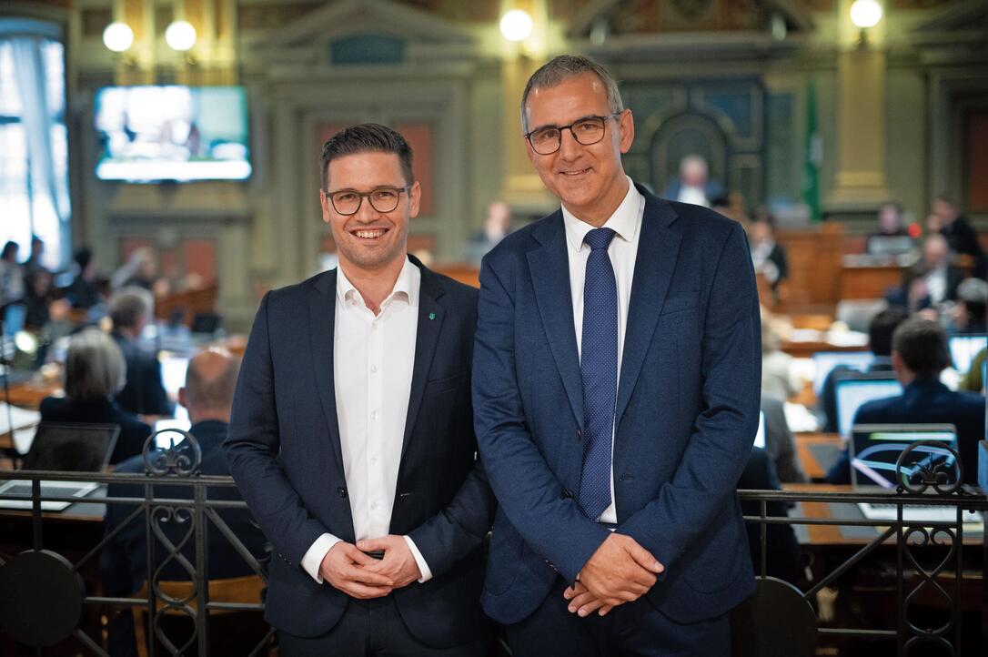 Die Kantonsräte Sascha Schmid (SVP) und  Christian Lippuner (FDP, v. l.)
