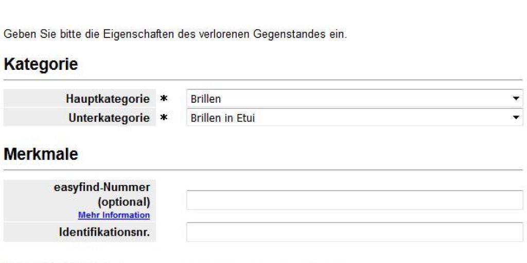 Eine aktuelle Suchmaske des SBB-Fundbüros. In Zukunft können die Besitzer ihre verlorenen Gegenstände auch zeichnen und detaillierte Farben angeben. (Symbolbild)